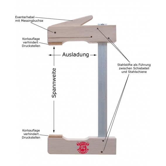 Klemmsia-Zwinge für Profis 200mm Spannweite, 150mm Ausladung