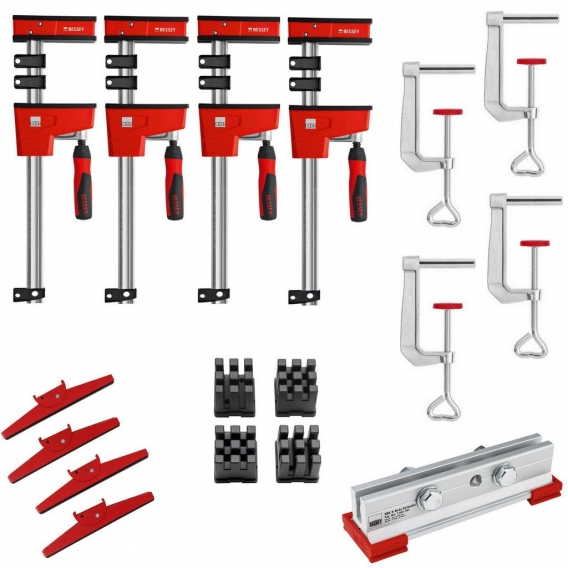 Bessey KRE-SET-A 4x KRE 100 Zwinge 4x TK6 Tischklemme 2x KR-AS Adapter KP KBX20