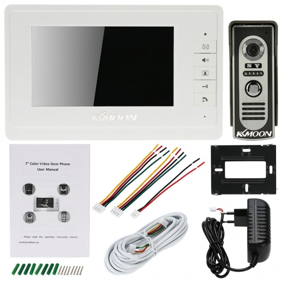 KKmoon? 7 ¡±Kabel-Video-Tuersprechanlage Visual Intercom Tuerklingel mit 1 * 800x480 Innenmonitor + 1 * 700TVL Aussenkamera-Unte