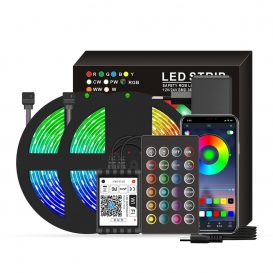 More about Smart Wifi LED RGB Lichtbaender 32,8ft. 5050 Farbwechsellichter mit Voice & APP & 24 Tasten Fernbedienung Tape Lights Weihnachts