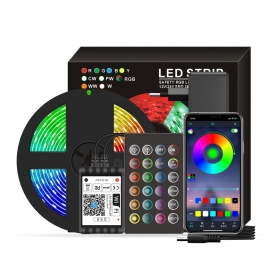 More about Smart Wifi LED RGB Lichtbaender 16.4ft. 5050 Farbwechsellichter mit Voice & APP & 24 Tasten Fernbedienung Tape Lights Weihnachts