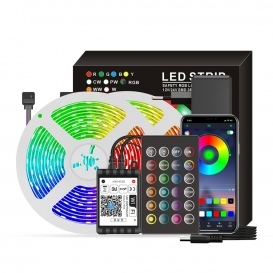 More about Smart Wifi LED RGB Lichtbaender 16.4ft. 5050 Farbwechsellichter mit Voice & APP & 24 Tasten Fernbedienung Tape Lights Weihnachts