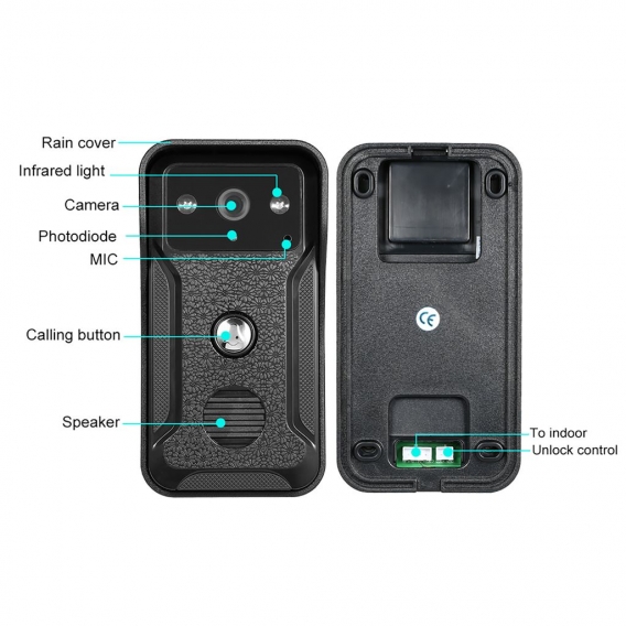 OWSOO 7 Zoll kabelgebundene Video-Tš¹rklingel 2 Innenmonitor mit IR-CUT Regenschutz und 1 Au?enkamera Visuelle Zwei-Wege-Gegensp