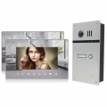 2 Draht Video Türsprechanlage in Silber mit 170 Grad Kamera und Spiegelmonitor 2x 7 Zoll Monitor