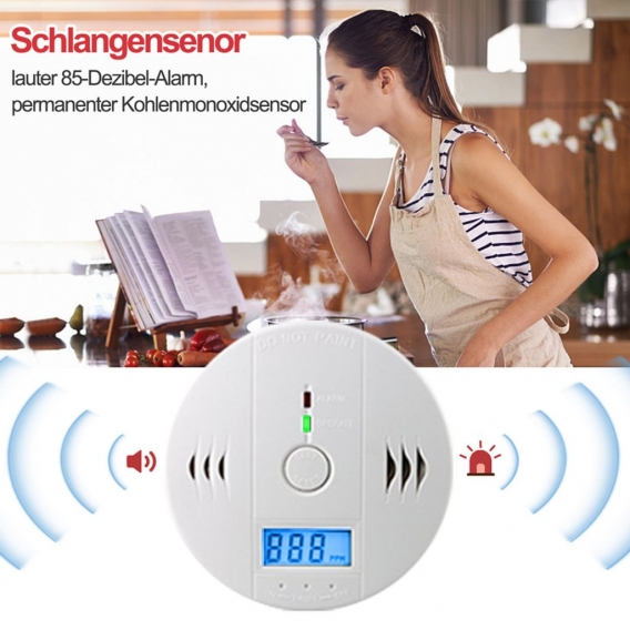 Yakimz CO Melder Alarm 4x Kohlenmonoxid Gasmelder Rauchmelder Gaswarner LCD Anzeige Kohlenmonoxidmelder Brandschutz CO Sensor