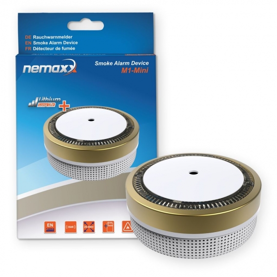 2x Nemaxx M1-Mini Rauchmelder - sensibler, photoelektrischer Rauchwarnmelder mit Lithiumbatterie Typ DC3V nach DIN EN14604 & VdS