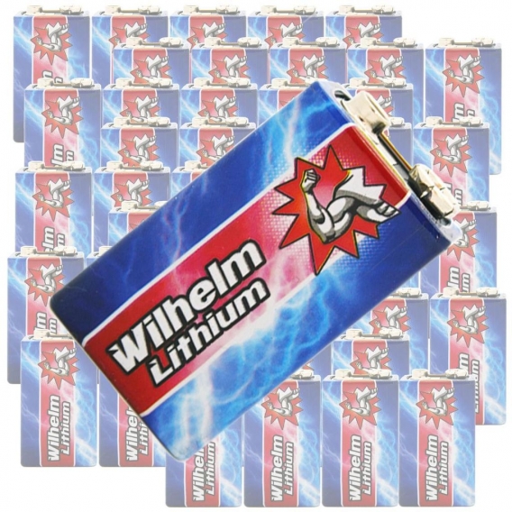 50 x Wilhelm Lithium 9V Block Batterie Rauchmelder 6LR61 9 Volt Batterien