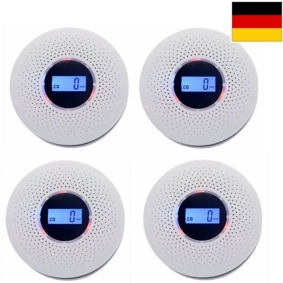 4 Stück CO Rauchmelder LED Gassensor Kohlenmonoxid-Detector CO Alarm