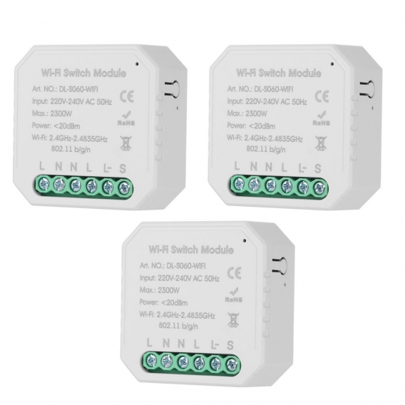 3PCs Tuya MINI DIY Einweg-Smart-Schalter Kleiner Koerper APP Fernbedienung WiFi-Schalter Timer Lichtschalter Kompatibel mit Goog