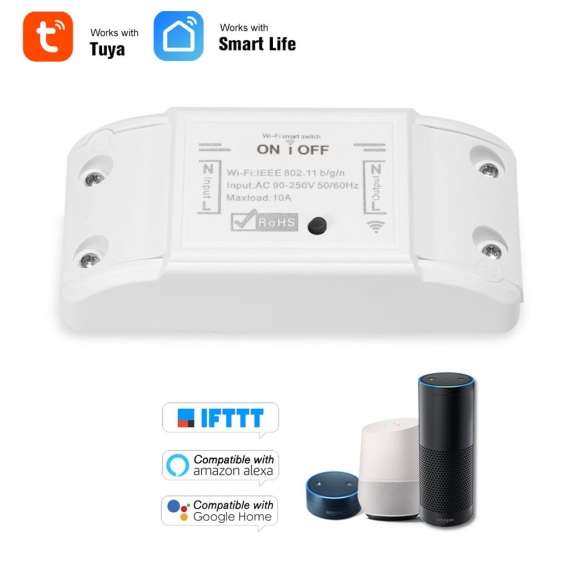 Tuya WiFi Smart Switch 10A / 2200W Funkfernschalter Timer APP Steuerung Universal Smart Home Automation Modul Sprachsteuerung Ko