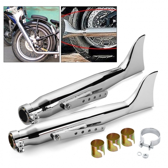 Universal 20" Motorrad Cafe Racer Ausspuff Endtopf Auspuffanlage Metall Chrom