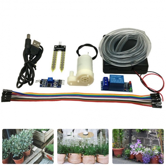 DIY Automatic Watering Irrigation System Soil Moisture Sensor Pump Module Kit White 123.67g