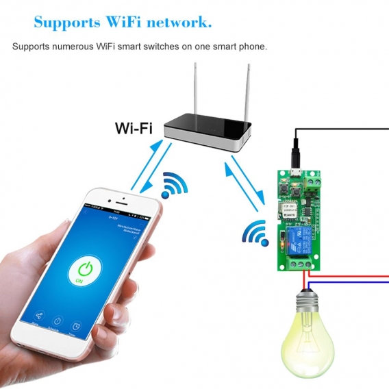 eWeLink USB DC5V Wifi Switch Wireless Relay Module Smart Home Automation Modules Phone APP Remote Control Timer Switch Alexa Goo