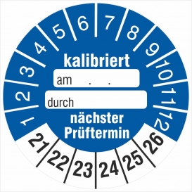 More about 50 Prüfetiketten 30 mm Kalibriert nächster Prüftermin zum beschriften 2021-26