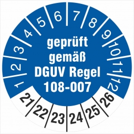 More about 100 Prüfetiketten 30 mm Lagereinrichtungen  DGUV Regel 108-007 2021-2026