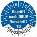 50 Prüfetiketten 18 mm  DGUV Information Vorschrift 70 Fahrzeuge 2021-26