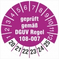 500 Prüfetiketten 18 mm Lagereinrichtungen  DGUV Regel 108-007 2020-2025