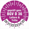 50 Prüfetiketten 30 mm  gem. BGV D 36 Leitern & Tritte 2020-2025