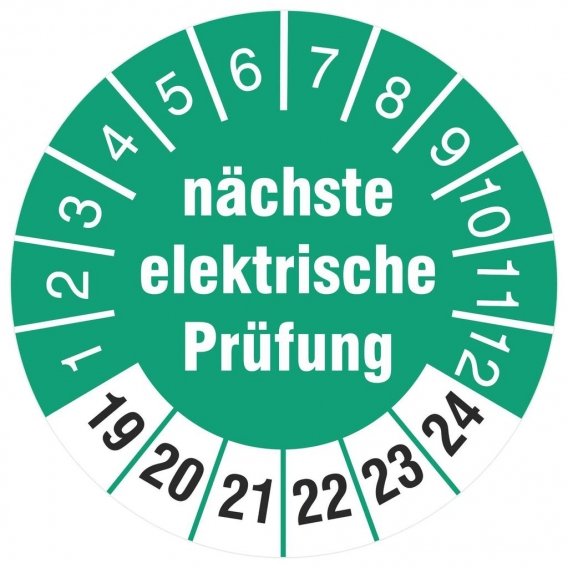 50 Stück 18 mm Prüfplaketten Prüfetiketten nächste elektrische Prüfung 2019-2024