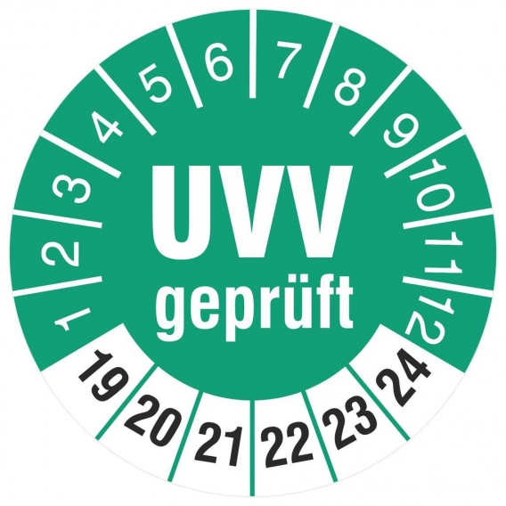 1000 Prüfplaketten 30 mm Prüfetiketten UVV  2019-2024 türkis