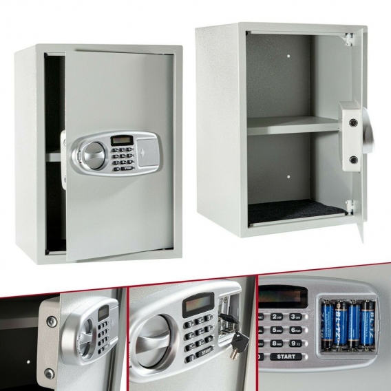 AREBOS Tresor Safe Elektronischer Möbeltresor Schranktresor Wandtresor Digital Silber