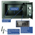 JUNG Safe-Alarm elektronischer Tresor - 14L Fassung, Möbeltresor mit Zahlenschloß + 2 Notschlüssel, Kompakte 31x20x20cm -3,8 kg,