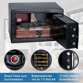 More about Anadol Tresor BASIC elektronischer Safe mit Zahlenschloss & Notfallschlüssel 4L Möbeltresor Doppelbolzen-Verriegelung Stahl-Safe