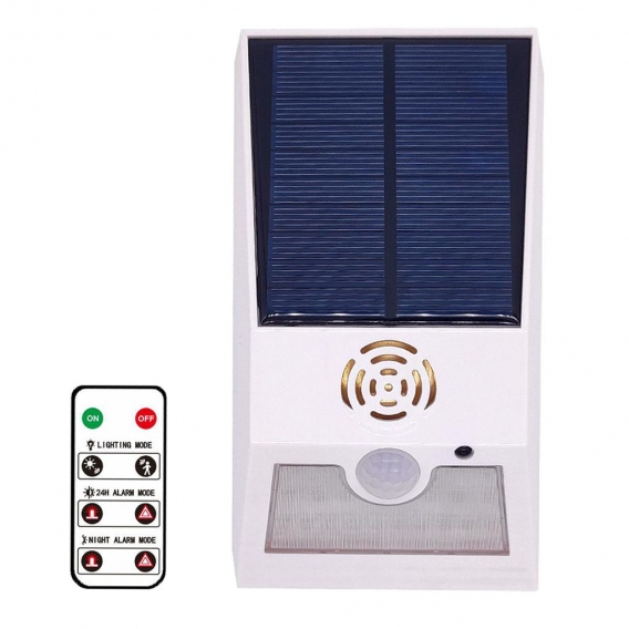 Solaralarm Sound Bewegungsmelder Lichtalarm, 129db Farbe Weiß