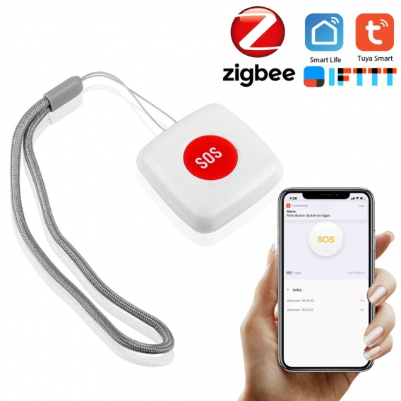 Tuya Zigbee Wireless Remote Ruftaste SOS / Notfalltaste Betreuer Pager fuer Bett / Stuhl / Bodenmatte Fallalarmpatient aeltere B