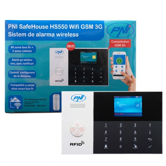 PNI SafeHouse HS550 Wifi GSM 3G Funkalarmsystem mit Internetüberwachung und -warnung, SMS, Sprachanruf, maximal 90 Funkzonen und