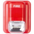 Feueralarmsirene Sicherheitshupe Summer 12VDC 24V Ton und Licht Feuerwarnung Blitzsirene,Rot, 1pc