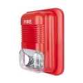 Feueralarmsirene Sicherheitshupe Summer 12VDC 24V Ton und Licht Feuerwarnung Blitzsirene,Rot, 1pc