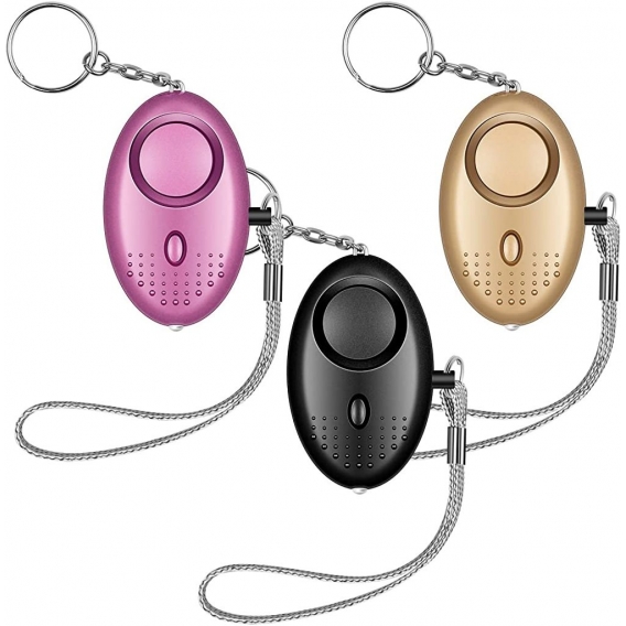 Pyzl Lot von 3 Pocket Alarms 140 DB mit Taschenlampe. Persönlicher Alarm. Tragbarer Anti-Aggressions-Sicherheitsalarm für Frau K