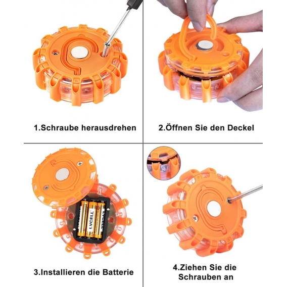 Warnleuchte, led warnleuchte mit Magnet, 9 Leuchtmodi Wasserdicht Blinkend Warnlicht