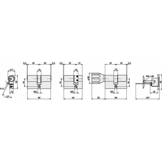 ABUS EC660 Profil-Doppelzylinder Länge (a/b) 45/55mm (c＝100mm) mit 3 Schlüssel, mit Sicherungskarte