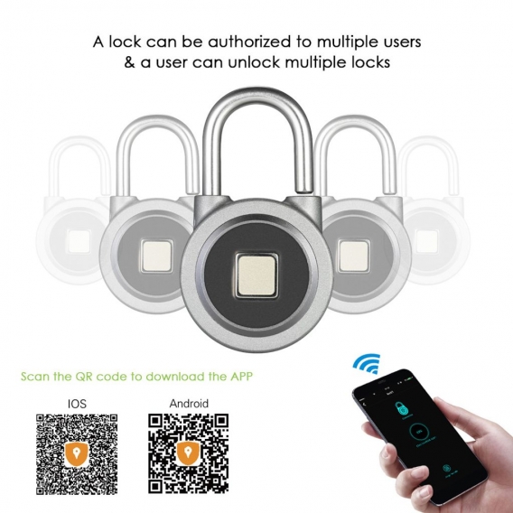 BT Fingerprint Smart Keyless Lock Wasserdichtes APP / Fingerprint Unlock Diebstahlsicherungsschloss-Tuer-Koffer-Schloss fuer And