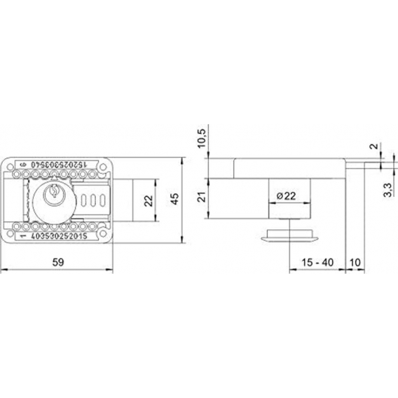 KOTARBAU® Möbelschloss Regulierbar 15 – 40 mm Links und Rechst Aufschraubschloss mit 3 Schlüssel Zylinder-Möbelschloss Schranksc