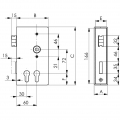 AMF Spezialschloss f. Stahlkonstruktionen 140D, 2 PZW,DM 30/60mm,Kastenstärke 30