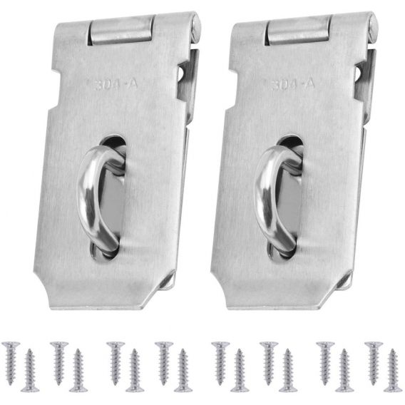 2PCS Sicherheits Überfalle, Türschloss Hasp mit 16PCS Schrauben, Edelstahl Fertig, 4 Zoll, Silber