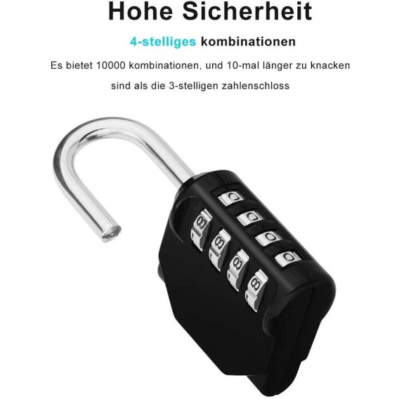 Vorhängeschloss Zahlenschlösser 2 Stücke,  Schlösser mit Zahlencode 4 Stellig, Vorhänge Zahlenschloss Spind für Fitnessstudio(Sc