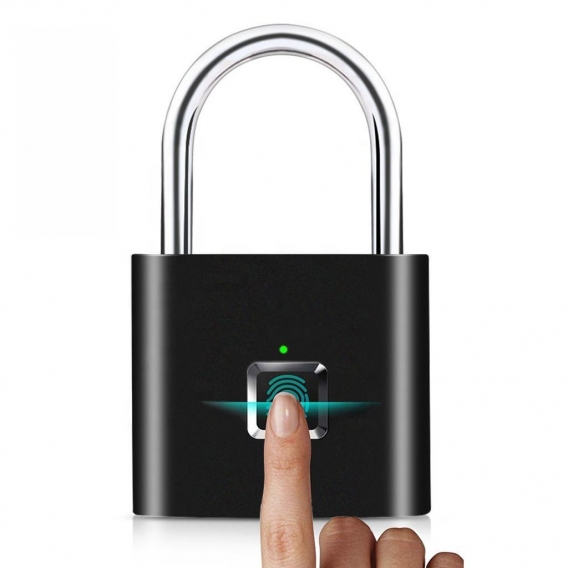 Fingerabdruck Vorhängeschloss, Intelligentes Fingerabdruckschloss, USB-Aufladung, Padlock Lockerschloss aus Zinklegierung, Schlü