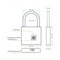 Fingerabdruck Vorhängeschloss, Intelligentes Fingerabdruckschloss, USB-Aufladung, Padlock Lockerschloss aus Zinklegierung, Schlü