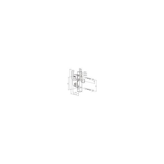 Schiebetorschloss LSKZ4040U2L, für 40 mm Vierkantrohr, Aluminium silberfärbig