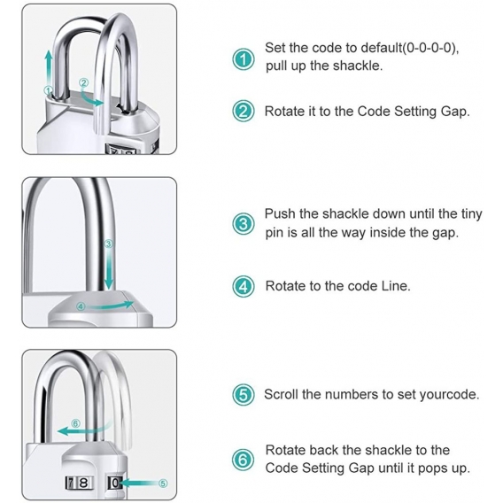 AcserGery [2 Stück] Vorhängeschloss mit 4-stelliger Zahlenkombination. Kombiniertes Schloss Wasserdicht. Wasserdichter Kombivers