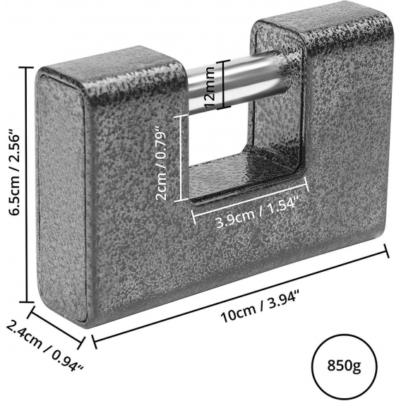 Strapazierfähiges Outdoor-Vorhängeschloss mit 4 Schlüsseln – robustes, einteiliges Vorhängeschloss aus gehärtetem Stahl – 12 mm 