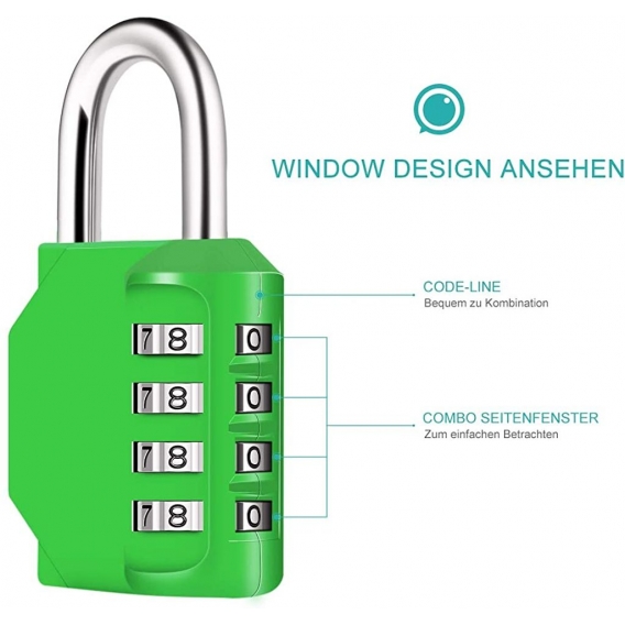 Pyzl [2 Stück 4-stellige Kombinations-Vorhängeschlösser. Wasserdichtes Zahlenschloss. Wasserdichter Verschluss aus Metall und ko