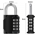Pyzl 4-stelliges Kombinations-Vorhängeschloss, Kombinationsschloss aus plattiertem Stahl Schlüsselloses Sicherheits-Vorhängeschl