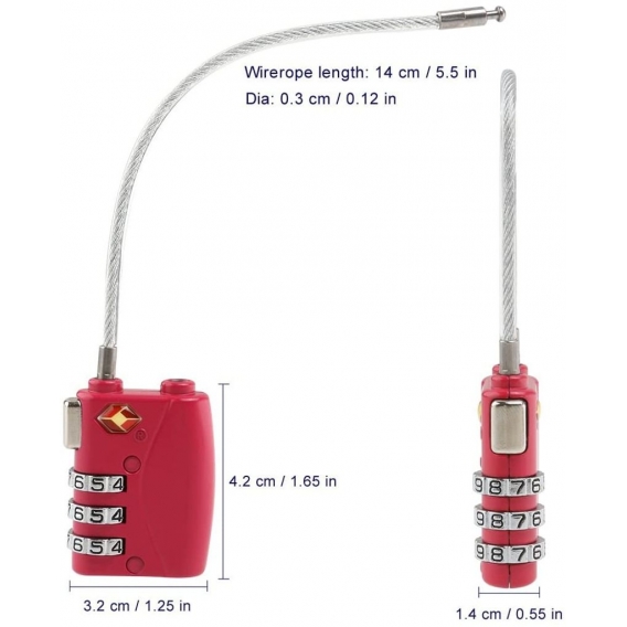 Pyzl Reisegepäck Sicherheitskabel 3-stelliges Zahlenschloss Passwortschloss Vorhängeschloss 4er Set (Schwarz)