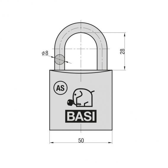 BASI - Vorhangschloss - VHS AS - 50 mm - Messing - Gleichschließend Nr. 35 - 5091-0050-0035