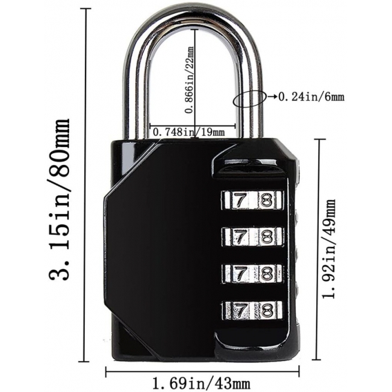 Sicherheitscode-Schlösser mit 4-stelligen Zahlenkombinationen für Sportkoffer, Werkzeugkasten, Schrank, Schuppen und Gepäck Schw